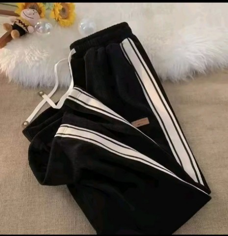 Men's spring and autumn side striped loose straight sports pants