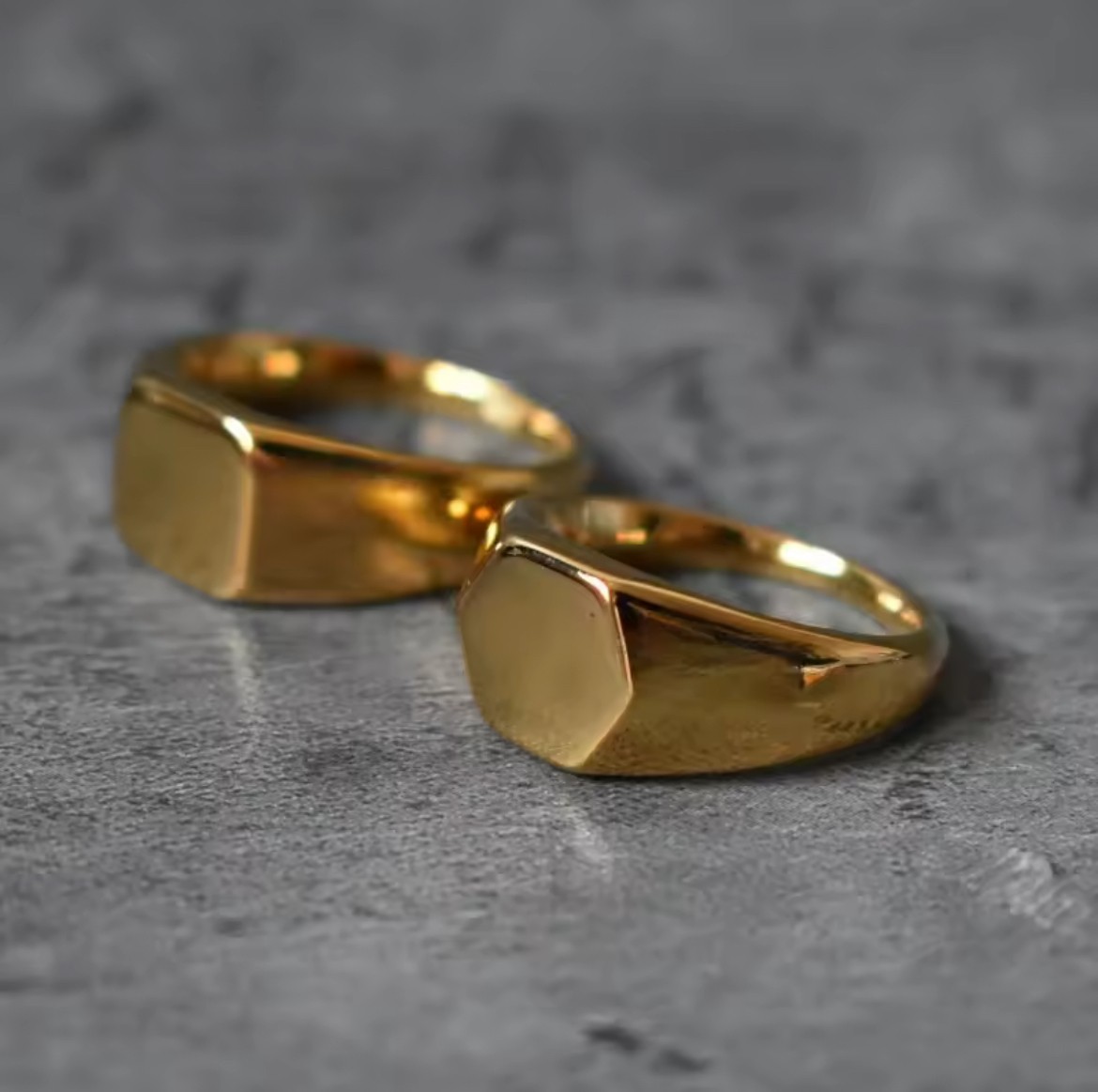 Men's Square Flat-Top Signet Ring for Men Jewelry,