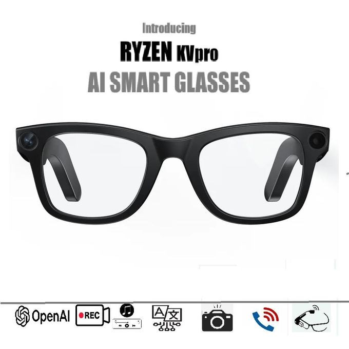 Ryzen KVpro Smart Ai Glasses with Camera Recording- Wireless Intelligent Eyewear, Ai Translation, Integrated ChatGPT, Voice Control, Ar Display, Hands-Calling and Video Recording Support