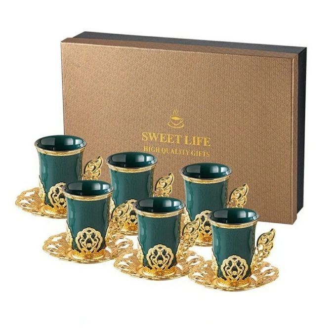 6Sets Ceremic Coffee Gilden Teacups And Saucers