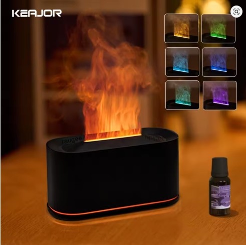 Aroma Humidifier Flame Essential Oils Diffuser Air Humidifier for Home Bedroom Mini Air Fragrance Diffuser with LED Night Light